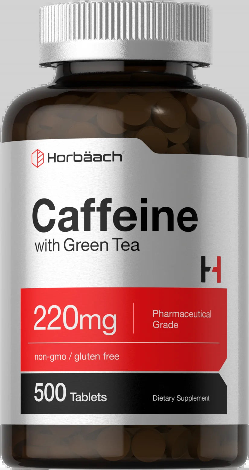 Caffeine Pills 220Mg with Green Tea | 500 Vegetarian Tablets
