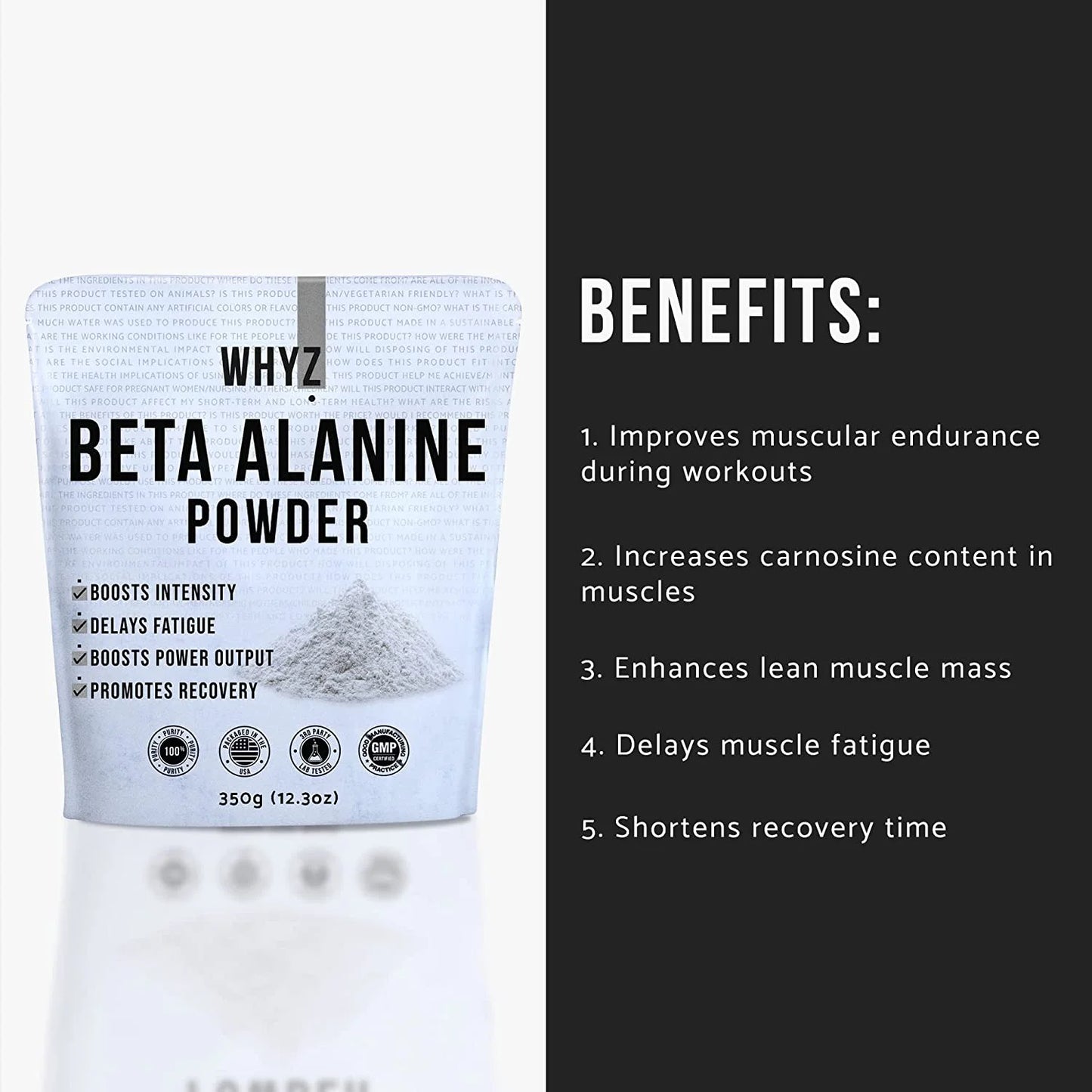Beta Alanine Powder, 350G, Recovery Boosting & Pre Workout Powder, 467 Servings