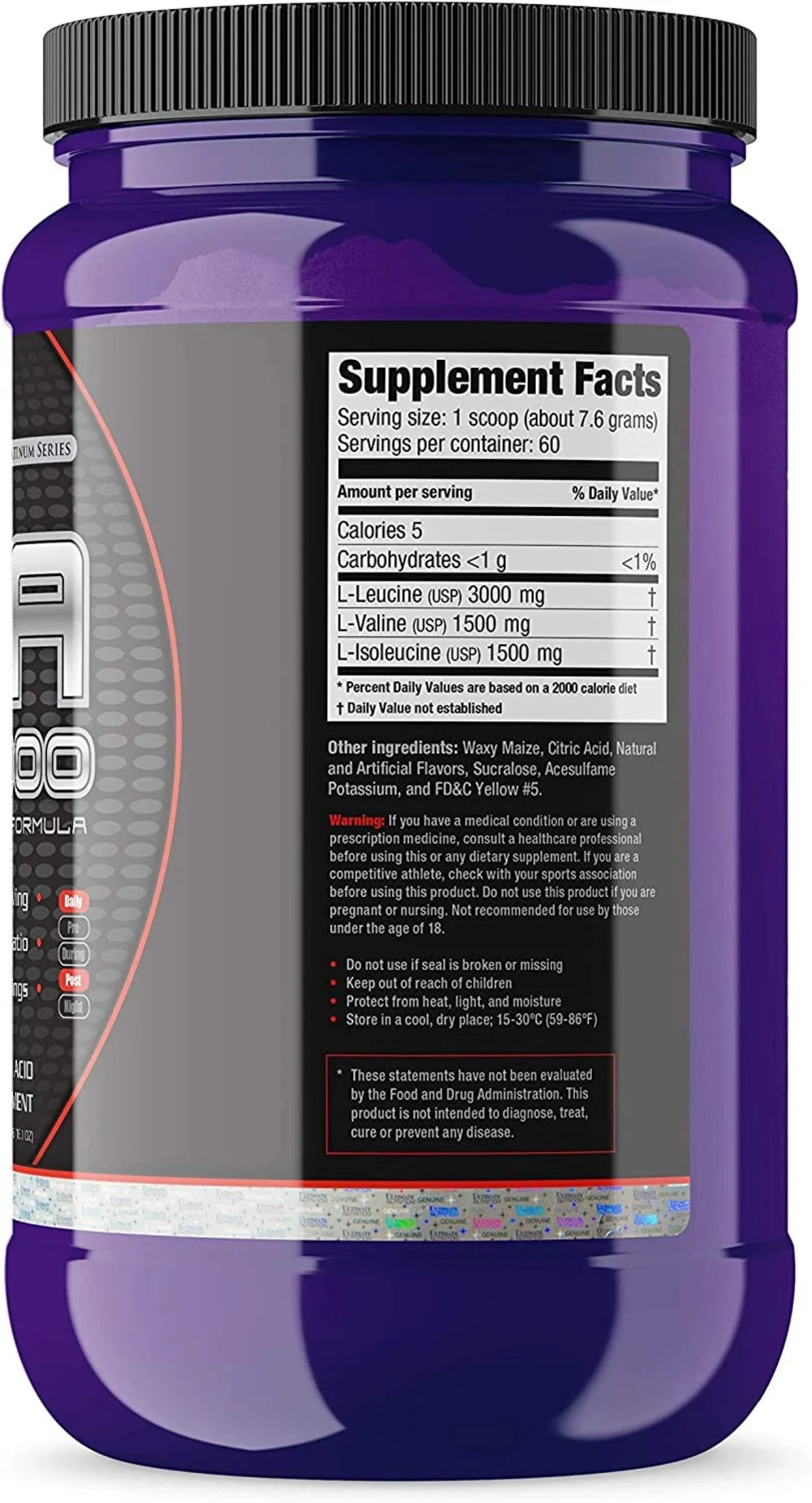 Flavored BCAA Powder 12,000, Amino Acids Supplements for Muscle Recovery,60, Lemon Lime