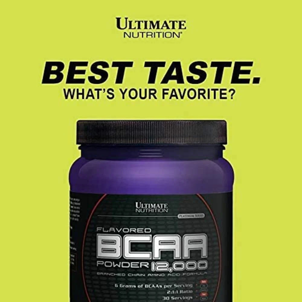 Flavored BCAA Powder 12,000, Amino Acids Supplements for Muscle Recovery,60, Lemon Lime