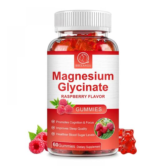 Magnesium Glycinate Gummies 500Mg - Magnesium Supplement for Calm Mood, Stress Relief & Heart Health - Gluten Free & Vegan - 60 Gummies