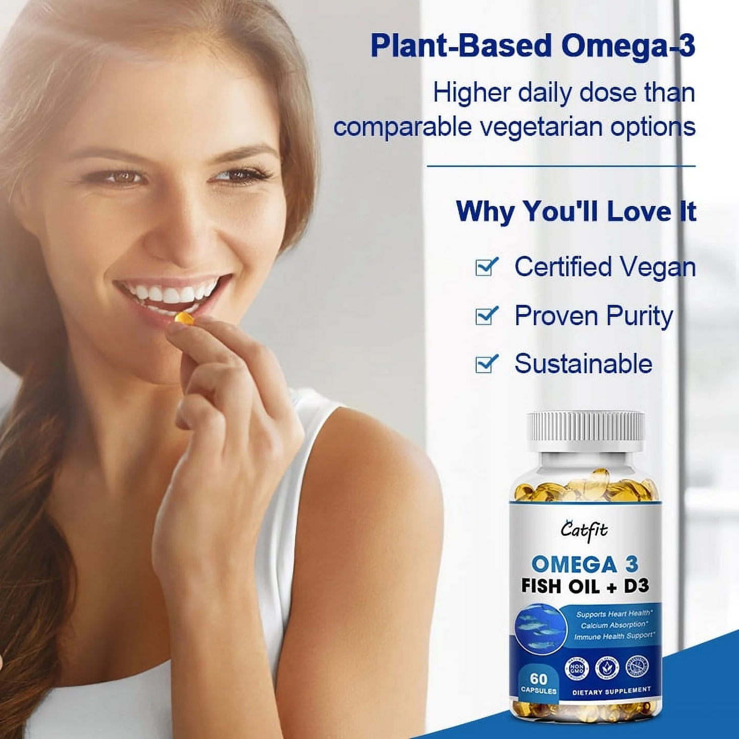 (2 PACK) Omega 3 Fish Oil Supplement | Rich in EPA & DHA Omega-3 Bones and Joints Support | 120 Count