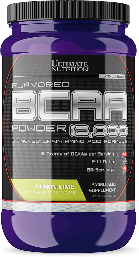 Flavored BCAA Powder 12,000, Amino Acids Supplements for Muscle Recovery,60, Lemon Lime