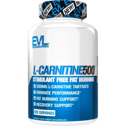 L-Carnitine 500Mg Capsules -  Stimulant Free L-Carnitine Fat Burner 120 Servings - Acetyl L-Carnitine Supplement